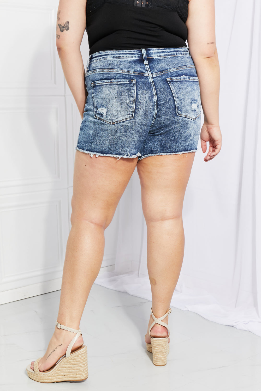 Vervet by Flying Monkey Full Size Raw Hem Denim Shorts