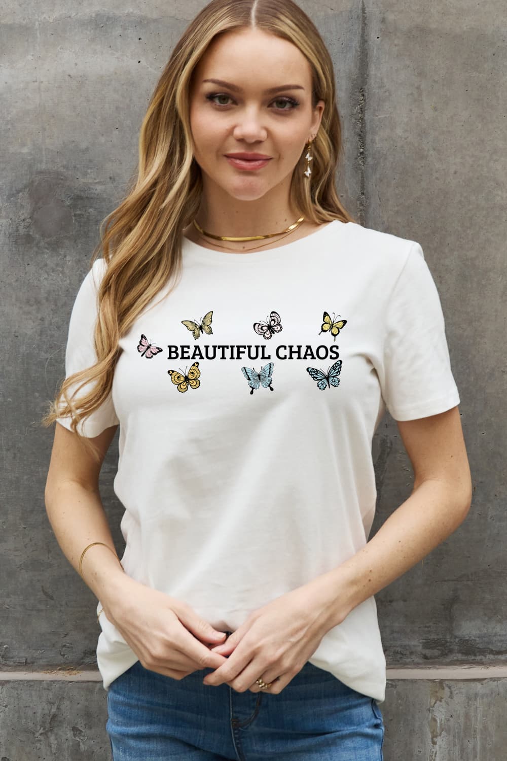 Simply Love Full Size BEAUTIFUL CHAOS Graphic Cotton Tee