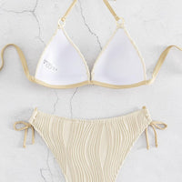 Textured Halter Neck Bikini Set