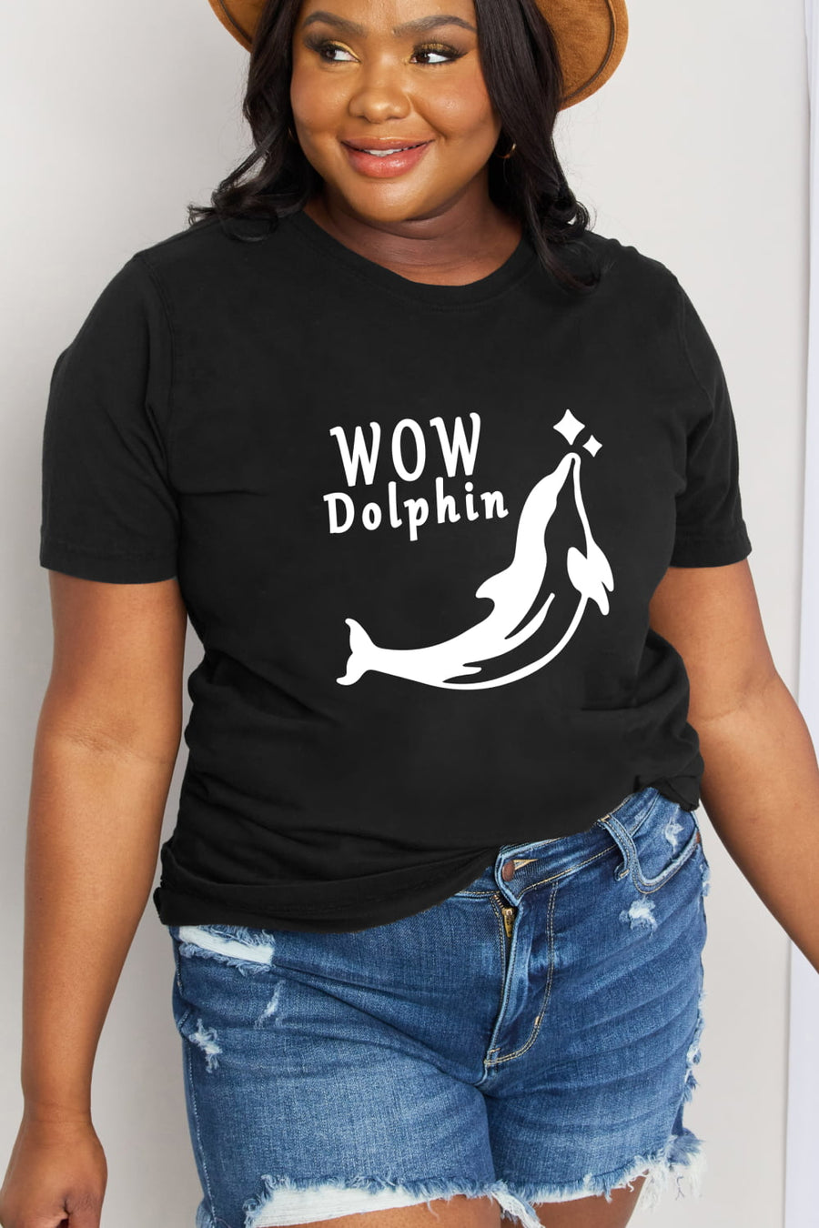 Simply Love Full Size WOW DOLPHIN Graphic Cotton Tee