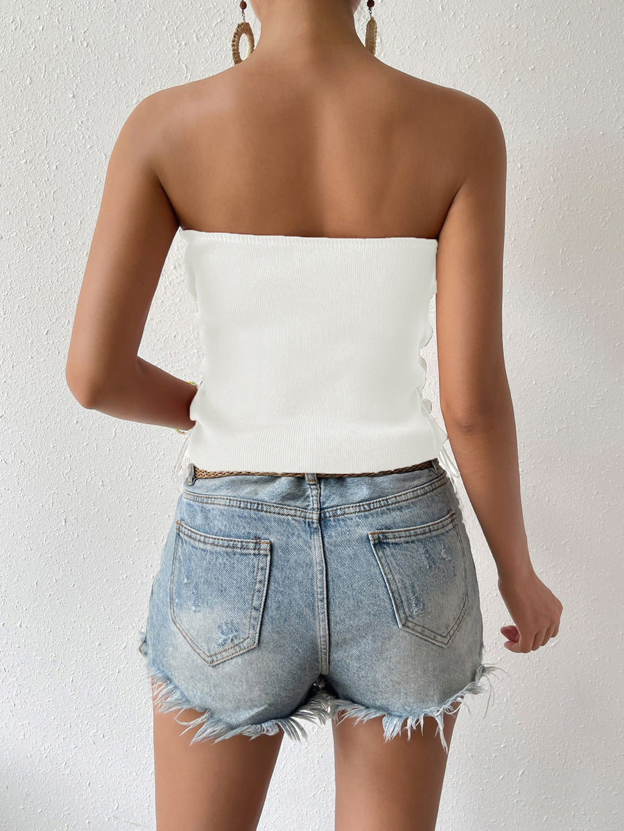 Seam Detail Lace-Up Tube Top