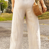 Drawstring Waist Straight Leg Pants