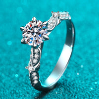 925 Sterling Silver Inlaid Moissanite 6-Prong Ring