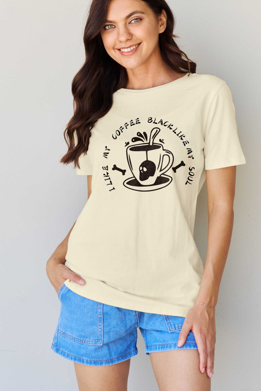 Simply Love Full Size I LIKE MY COFFEE BLACK LIKE MY SOUL Graphic Cotton Tee