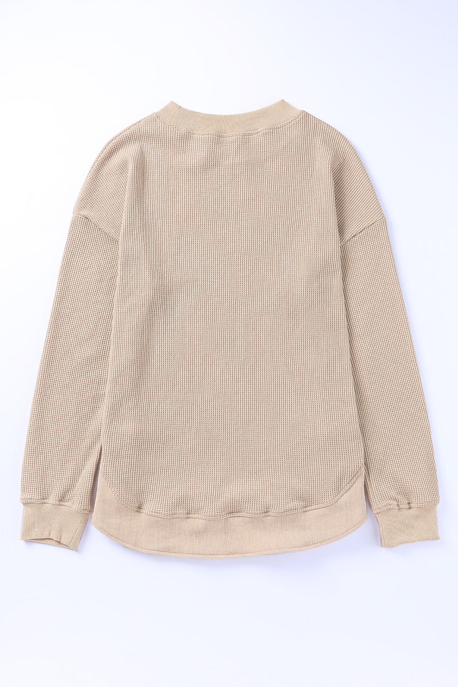 Waffle-Knit Crewneck Drop Shoulder Top