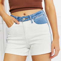 Judy Blue Desiree Full Size High Waisted Two-Tone Shorts