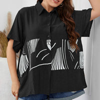 Plus Size Printed Flutter Sleeve Shirt