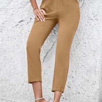 Straight Leg Cropped Pants with Pockets