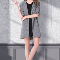 Plus Size Heathered Open Front Trench Coat