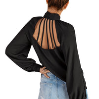 Tie Neck Strappy Back Shirt