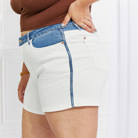 Judy Blue Desiree Full Size High Waisted Two-Tone Shorts