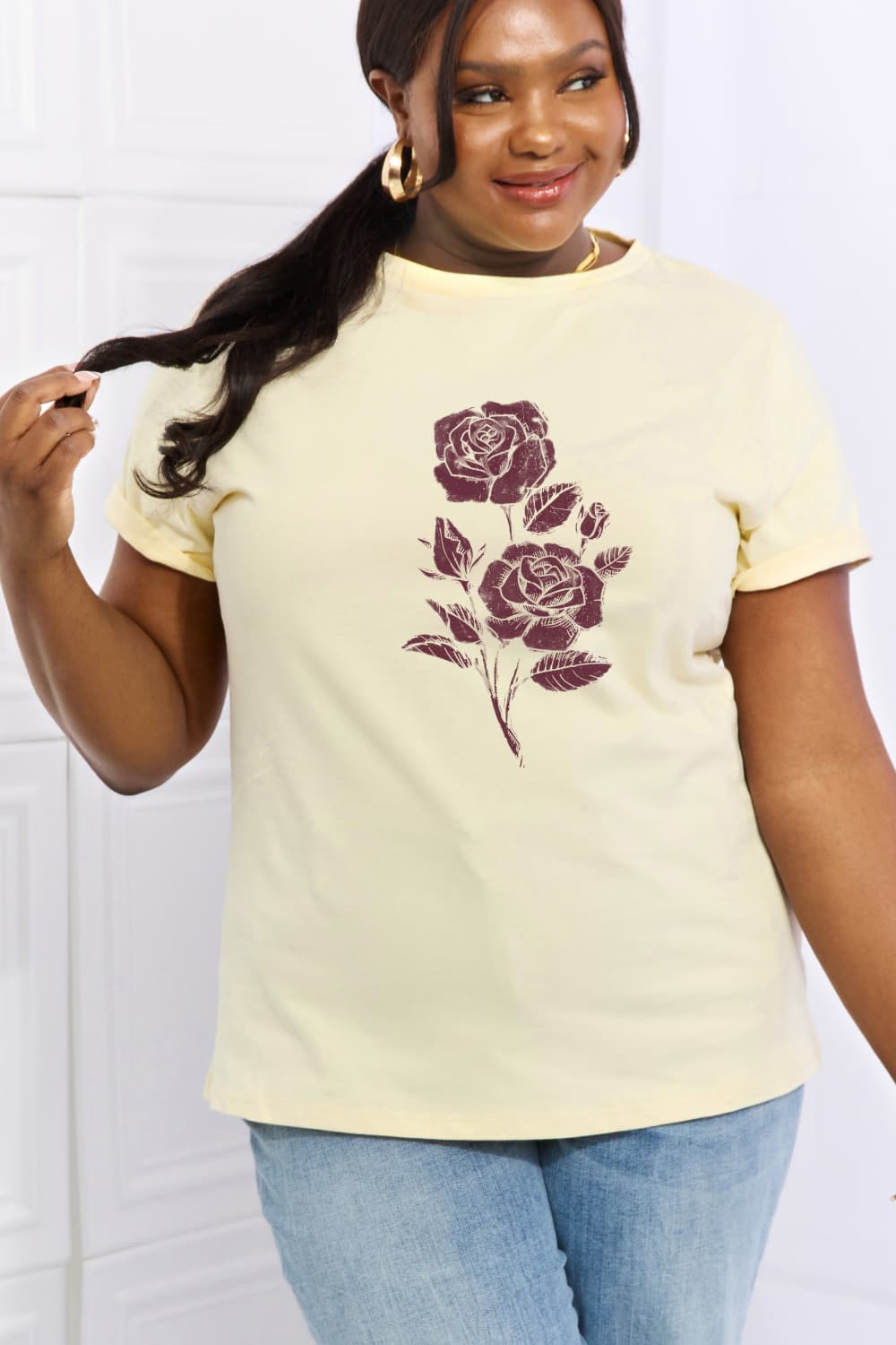 Simply Love Full Size Rose Graphic Cotton Tee