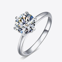 925 Sterling Silver 3 Carat Moissanite 6-Prong Ring