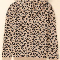 Leopard Print Drawstring Hooded Sweater