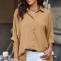 Three-Quarter Sleeve Slit Shirt