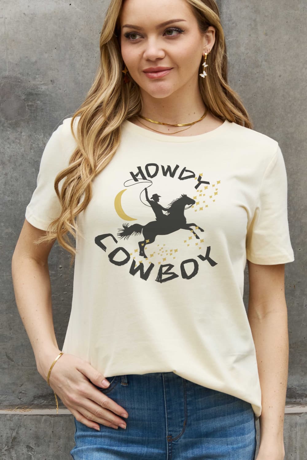 Simply Love Full Size HOWDY COWBOY Graphic Cotton Tee