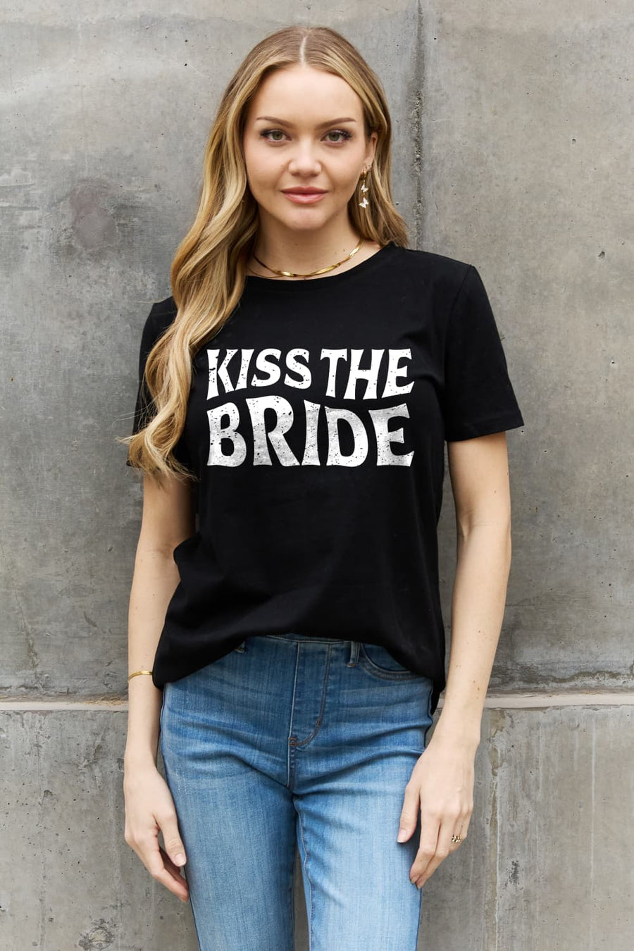 Simply Love KISS THE BRIDE Graphic Cotton Tee