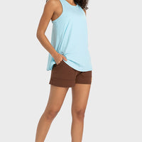 Elastic Waist Sports Shorts with Pockets