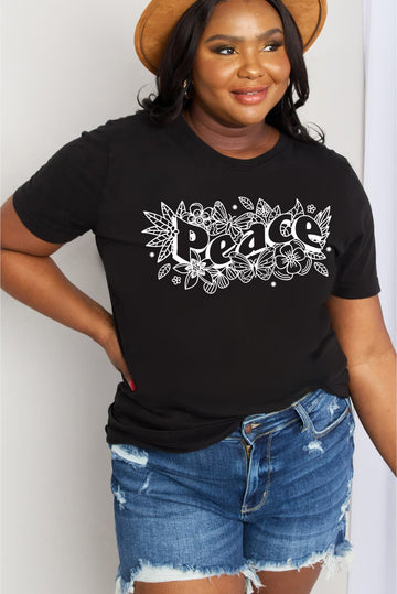 Simply Love Full Size PEACE Graphic Cotton Tee