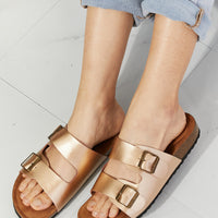 MMShoes Best Life Double-Banded Slide Sandal in Gold