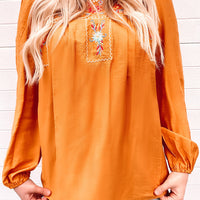 Embroidered Puff Sleeve Blouse