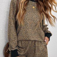 Leopard Print Cutout Top and Shorts Lounge Set