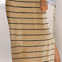 Striped Slit Sleeveless Maxi Dress