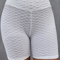 Textured High Waisted Biker Shorts