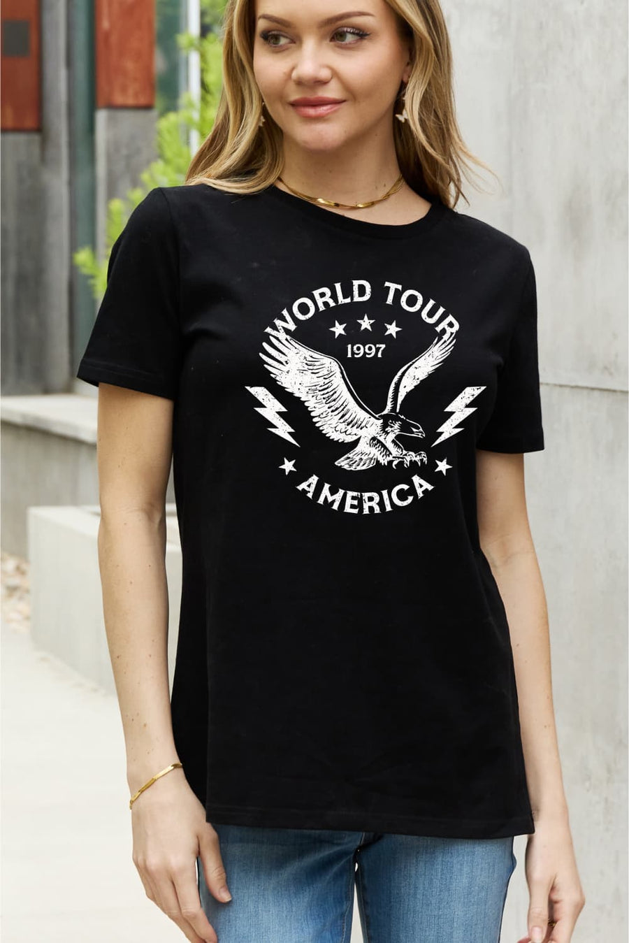 Simply Love Full Size WORLD TOUR 1997 AMERICA Graphic Cotton Tee