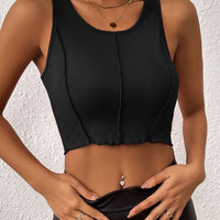 Exposed Seam Scoop Neck Cropped Tank