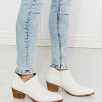 MMShoes Trust Yourself Embroidered Crossover Cowboy Bootie in White