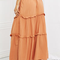 Zenana Summer Days Full Size Ruffled Maxi Skirt in Butter Orange