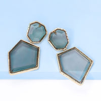 Geometrical Shape Zinc Alloy Frame Resin Dangle Earrings