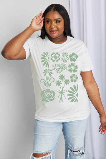 Simply Love Full Size Flower Graphic Cotton Tee