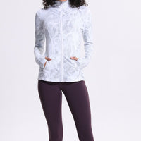 Printed Zip Up Thumbhole Sleeve Sports Jacket