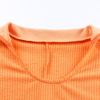 Waffle-Knit Slit Drop Shoulder Top