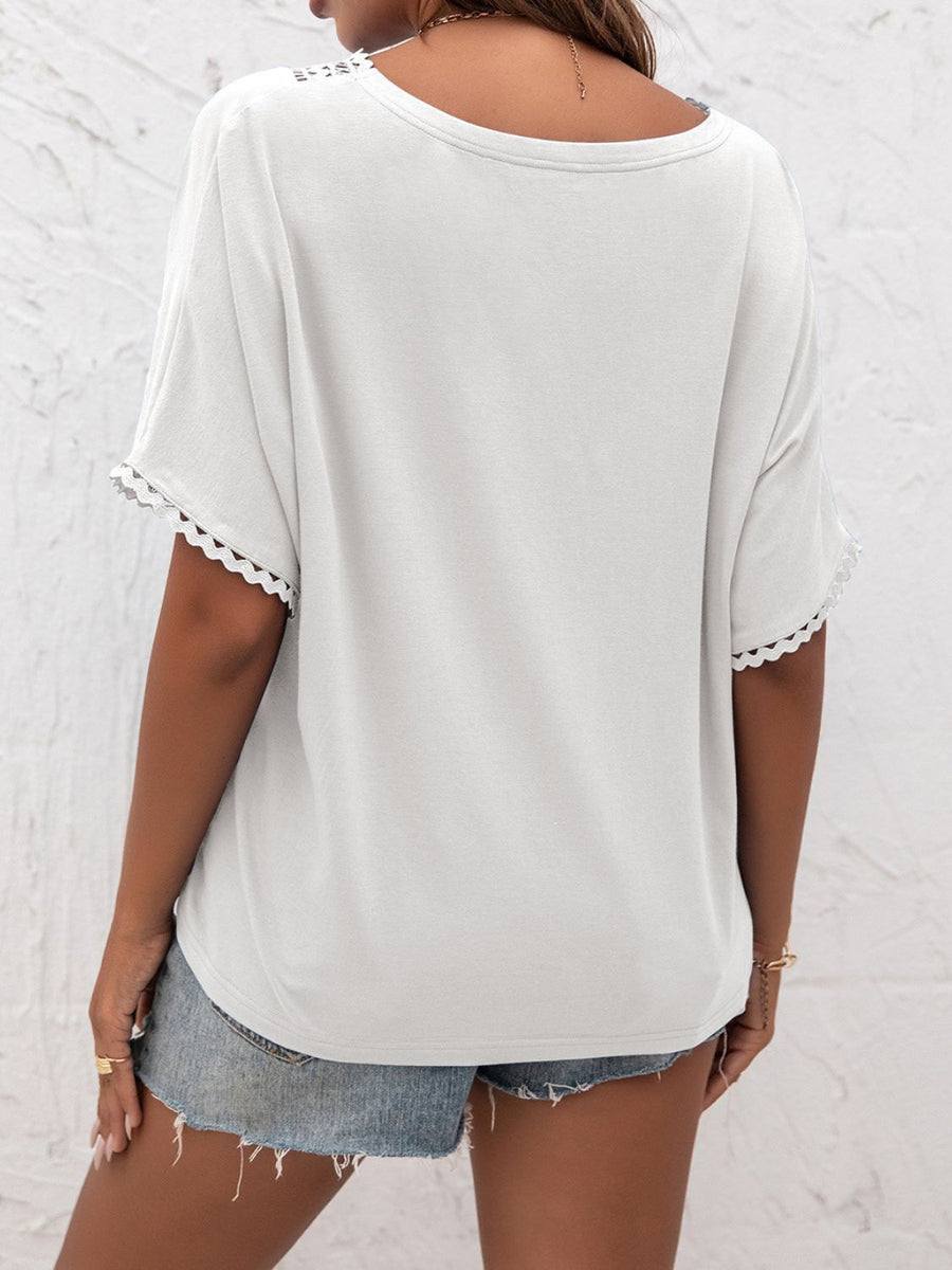 V-Neck Short Sleeve Blouse