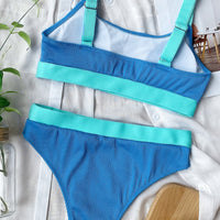 Color Block Scoop Neck Bikini Set