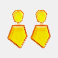 Geometrical Shape Zinc Alloy Frame Resin Dangle Earrings