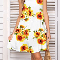 Printed Round Neck Sleeveless Dress