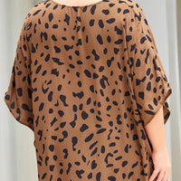 Plus Size Animal Print Handkerchief Hem Blouse