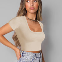 Square Neck Cropped T-Shirt