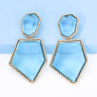 Geometrical Shape Zinc Alloy Frame Resin Dangle Earrings