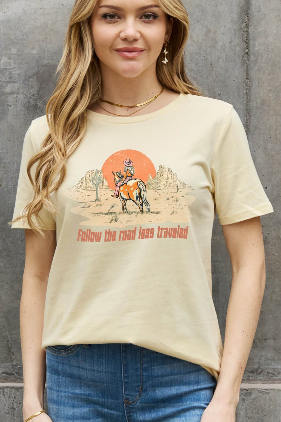 Simply Love Full Size FOLLOW THE ROAD LESS TRAVELED Graphic Cotton Tee