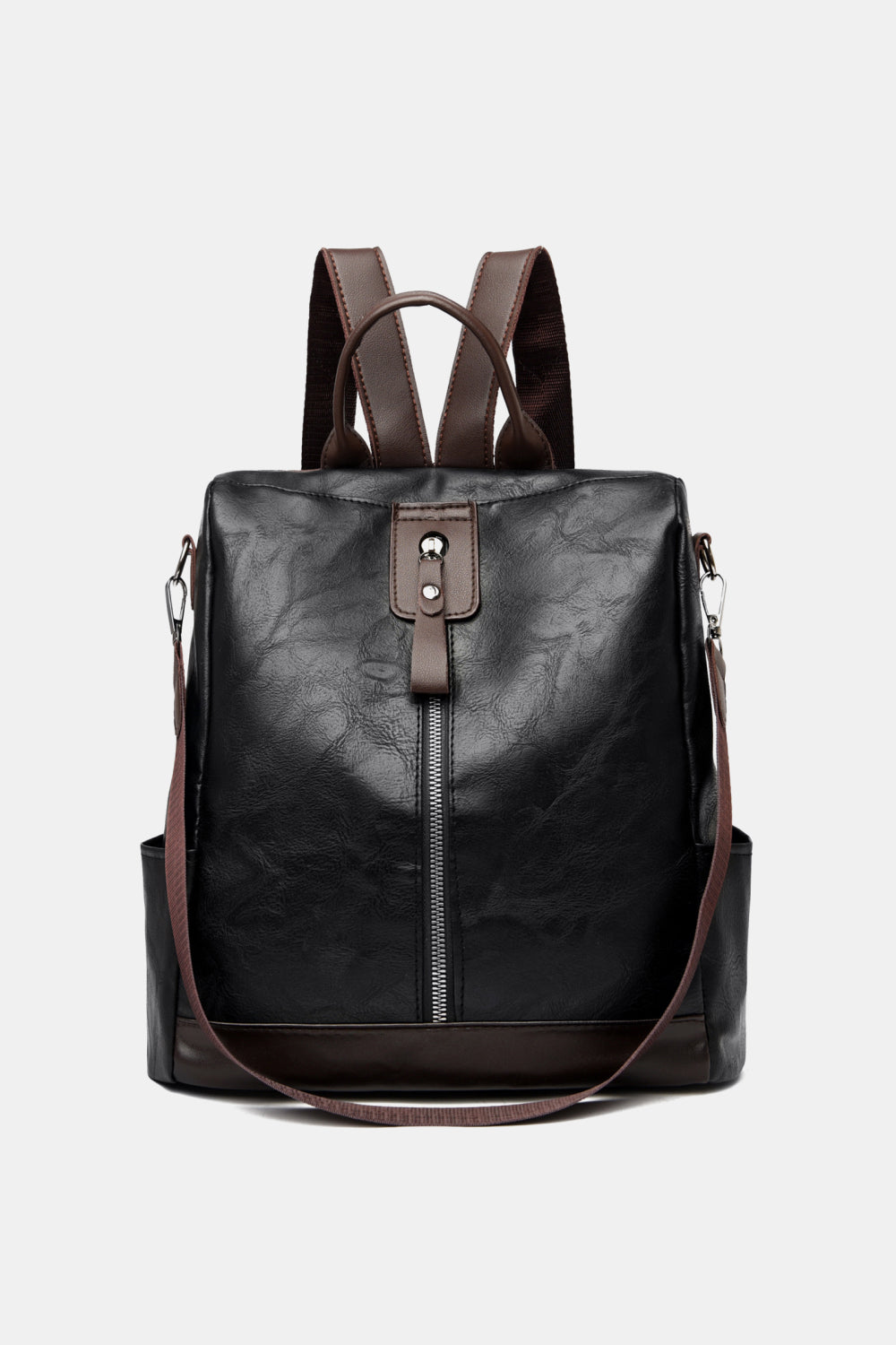 Contrast Color PU Leather Backpack