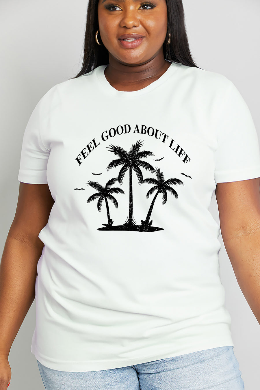 Simply Love Full Size FEEL GOOD ABOUT LIFE Graphic Cotton Tee