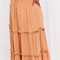 Zenana Summer Days Full Size Ruffled Maxi Skirt in Butter Orange