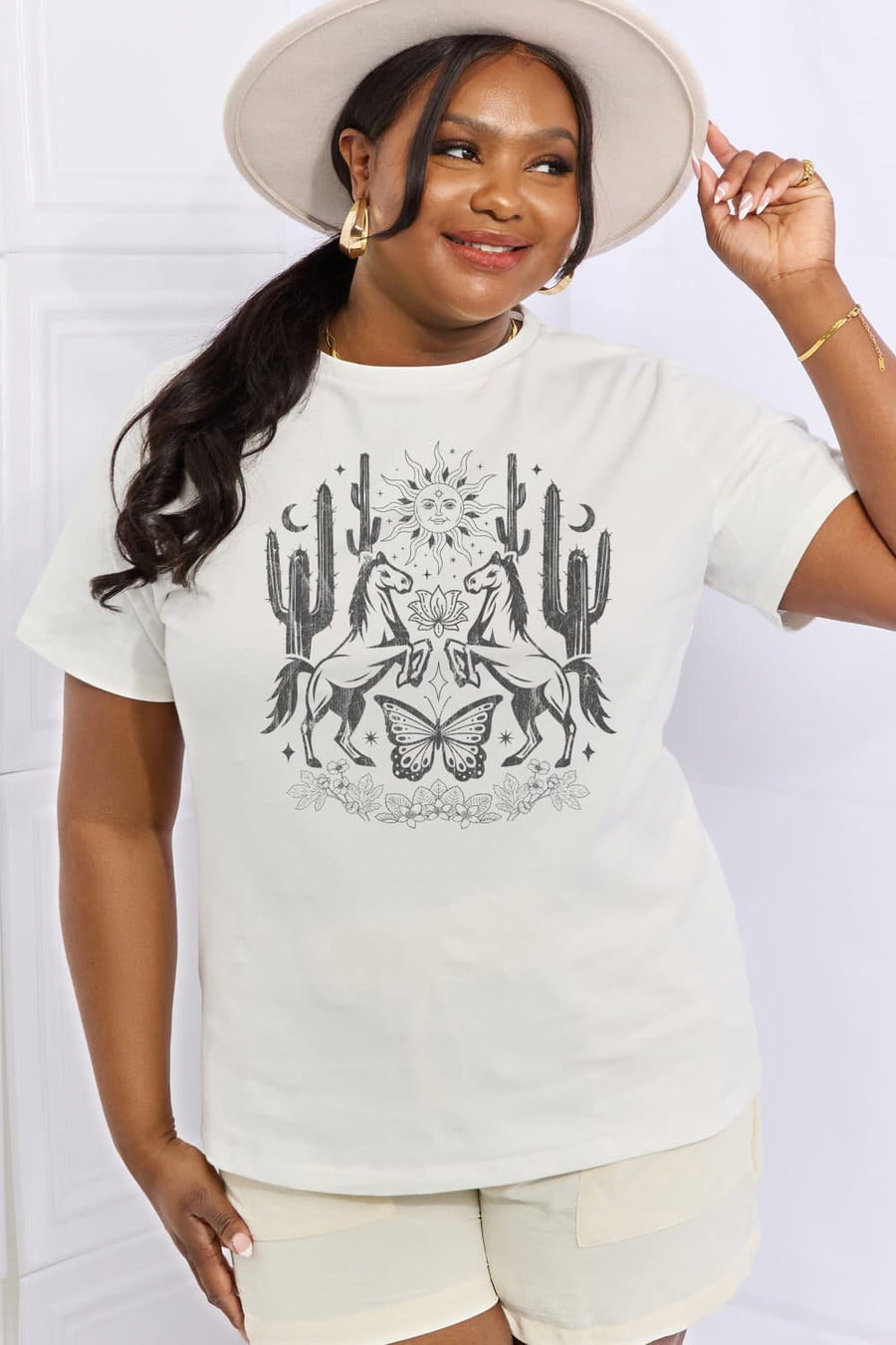 Simply Love Full Size Cactus & Horse Graphic Cotton Tee