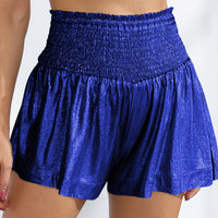 Glitter Smocked High-Waist Shorts