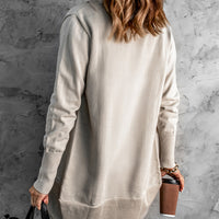 Long Sleeve Ribbed Hem Open Front Longline Cardigan